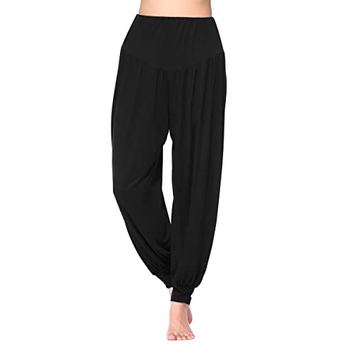 BeautyWill Haremshose/Yogahose/Jogginghose/Yoga Pilates Hosen/Yoga pants Hose für Damen - für Sport und Training aus 95% Modal XXL, Schwarz