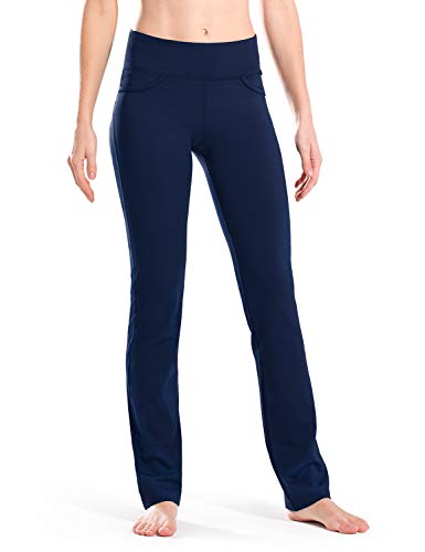 SAFORT Gerade geschnittene Yogahosen für Damen 160cm -182 cm, 4 Hosentaschen, undurchsichtig, Blau, L