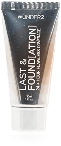 WUNDER2 LAST & FOUNDATION Makeup 24+ Hour Liquid Foundation Full Coverage Waterproof with Hyaluronic Acid, Color Sand