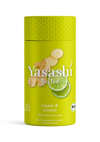 Yasashi Bio Tee | Bio Kräutertee Ingwer & Limette | fruchtig-scharf | 100% natürliche Zutaten | 100% Bio Qualität | 100% recyclefähige Verpackung | { 16 Pyramidenbeutel x 2,5g } , 16 Stück (1er Pack)