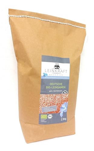 Deutsche Bio-Leinsamen 2.5 Kg braun ganz 100% Bio naturbelassen Bäckerqualität