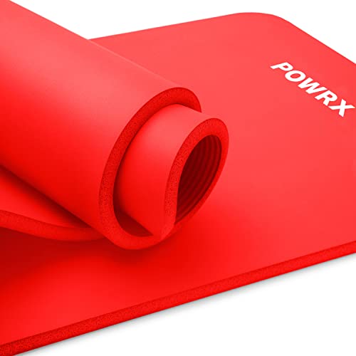 POWRX Gymnastikmatte I Yoga-Matte (Rot, 190 x 60 x 1.5 cm) inkl. Trageband + Tasche + GRATIS Übungsposter I Hautfreundliche Sportmatte Fitnessmatte rutschfest Phthalatfrei 190 x 60, 80 oder 100 x 1.5 cm I versch. Farben Turnmatte für Zuhause