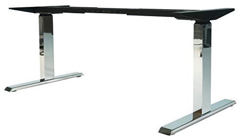 bümö® elektrisch höhenverstellbarer Schreibtisch DIY Schreibtisch-Gestell verchromt (ohne Tischplatte) mit Kollisionsschutz & Sanft-Start/Stopp in Chrom