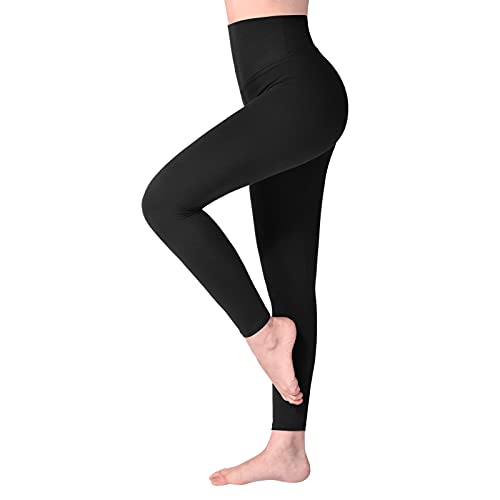 SINOPHANT Leggings Damen High Waist - Blickdicht Leggins mit Bauchkontrolle für Sport Yoga Gym(1 Schwarz,L-XL)