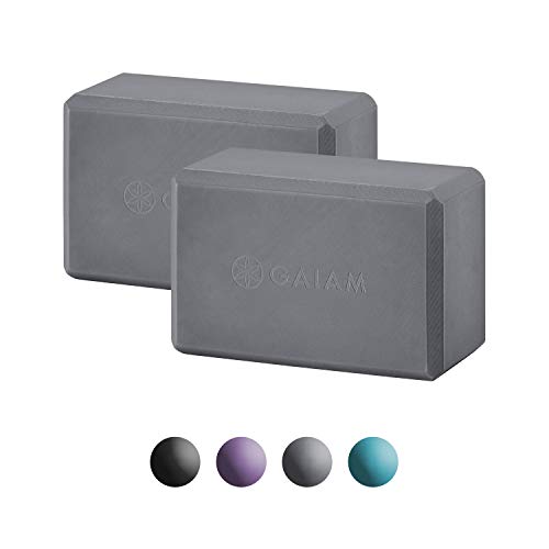 Gaiam Essentials Yoga-Block (2er-Set) – stützender, latexfreier Eva-Schaum, weiche rutschfeste Oberfläche für Yoga, Pilates, Meditation, grau