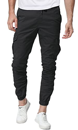CARETOO Jogger Cargo Herren Hosen Chino Jeans Fitness Sport Trekking Stretch Freitzeithose Streetwear Hosen für Alle Jahreszeiten, Schwarz-New, 3XL