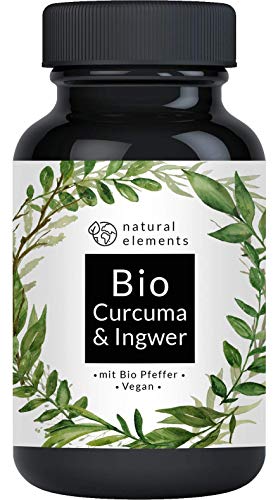 Bio Curcuma & Ingwer - 180 Kapseln - 4440mg Bio Kurkuma, Bio Ingwer & Bio Pfeffer pro Tagesdosis - Mit Curcumin, Gingerol & Piperin - Hochdosiert