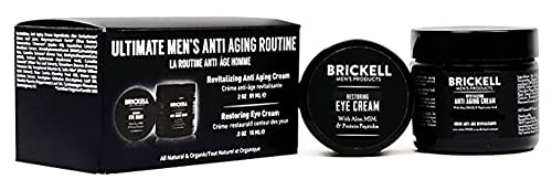 Brickell Men's Ultimate Anti Aging Routine - Nachtcreme & Augencreme gegen Falten und Augenringe - Anti Falten Creme gegen Tränensäcke & geschwollene Augen - Natürlich & organisch - Parfümiert