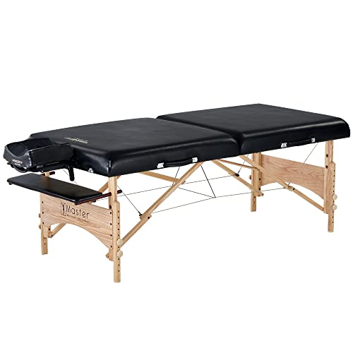 Master 81 cm Gibraltar XXL Massageliege Couch Mobil Klappbar EXTRA LANGER Massagebank Beauty Bed, Holz, Schwarz