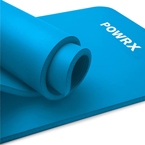 POWRX Gymnastikmatte (Blau, 190 x 100 x 1.5 cm) Premium inkl. Trageband + Tasche + Übungsposter GRATIS I Hautfreundliche Fitnessmatte Phthalatfrei 190 x 60, 80 oder 100 x 1.5 cm I versch. Farben Yogamatte