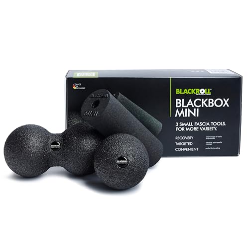 BLACKROLL® BLACKBOX MINI, Faszienrollen-Set für die Selbstmassage, BLACKROLL® Set: BLACKROLL®, MINI, BALL 08 und DUOBALL 08, Fitness-Massagegeräte für effektives Training, Made in Germany, Schwarz