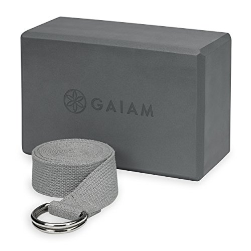 Gaiam Yoga-Gurt/Block-Kombination, Grau