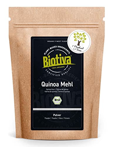 Biotiva Quinoamehl bio 1kg - 100% Bio Qualität - nussig- mildes Aroma - perfekt zu Kuchen und Gebäck - ohne Zusätze - kontrolliert und zertifiziert in Deutschland