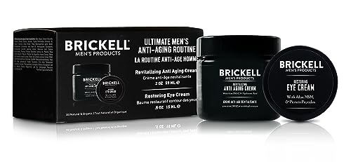 Brickell Men's Ultimate Anti Aging Routine - Nachtcreme & Augencreme gegen Falten und Augenringe - Anti Falten Creme gegen Tränensäcke & geschwollene Augen - Natürlich & organisch - Parfümiert