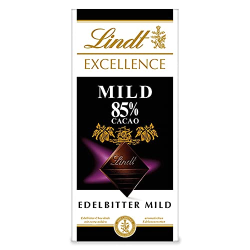 Lindt EXCELLENCE 85 % Kakao - Milde Edelbitter-Schokolade | 100 g Tafel | Extra milde Bitter-Schokolade | Intensiver Kakao-Geschmack | Dunkle, Vegane Schokoladengeschenk | 100g (1er Pack)