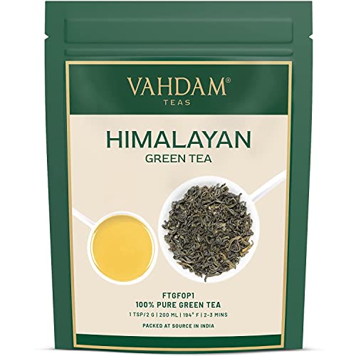 VAHDAM, Grüner Tee Lose Aus Den Himalaya (340g, 170+ Tassen) 100% Reiner Grüntee Aus Den Hochlandplantagen | FTGFOP1, Glutenfrei | Frisch & Direkt Von Der Quelle In Indien