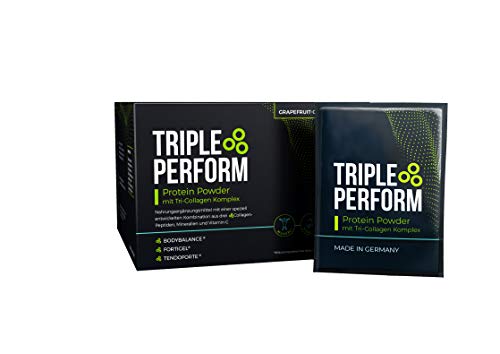 Triple Perform Protein Pulver mit Kollagen Peptiden - Tri-Collagen Komplex mit Vitamin C, Zink und Magnesium - Eiweiß-Pulver zur Unterstützung von Muskelaufbau und Regeneration, 30 Tagesration