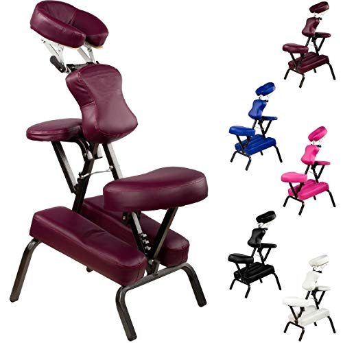 Movit Klappbarer Massagestuhl/Tattoo Stuhl inkl. Tasche, belastbar bis 200 kg, Farbwahl, schadstoffgeprüft, Farbe Burgund