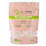 GreatVita Bio Hanfsamen, geschält, 1000g natürliches Protein, Eiweiß