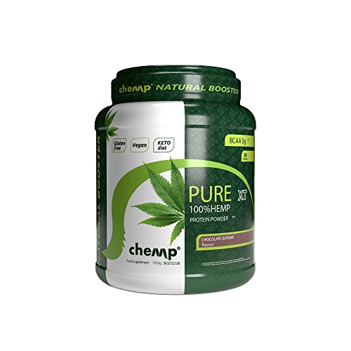 Chemp Pure-XT 100% Hanf Protein Pulver | Schokolade | Eiweißpulver Vegan - Glutenfrei - Ohne Soja | 30 x Portionen (1er Pack 1020g) | 20g Protein & 5g BCAA pro Portion
