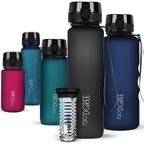 720°DGREE Trinkflasche “uberBottle“ softTouch +Früchtebehälter - 1,5L - BPA-Frei - Wasserflasche für Sport, Fitness, Outdoor, Wandern - Große Sportflasche aus Tritan - Leicht, Bruchsicher, Nachhaltig