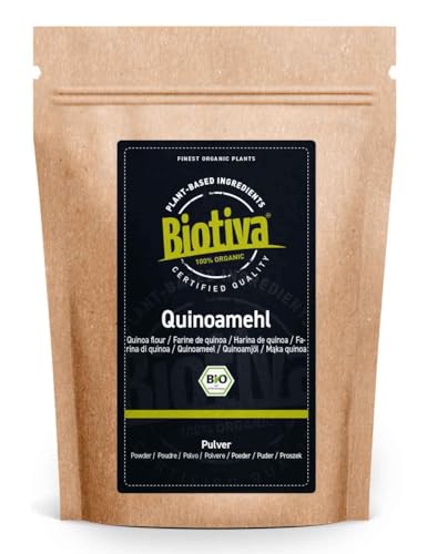 Quinoamehl bio 1kg - 100% Bio Qualität - nussig mildes Aroma - perfekt zu Kuchen und Gebäck - ohne Zusätze - kontrolliert und zertifiziert in Deutschland - Biotiva