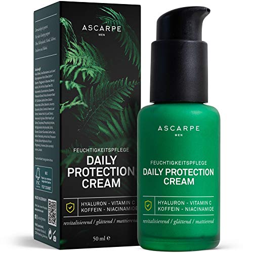 Gesichtspflege für Männer Anti-Aging 'Daily Protection Cream' Hochwertige Naturkosmetik mit Hyaluron - BIO Gesichtscreme gegen Falten von Ascarpe Men - 50ml - MADE IN GERMANY