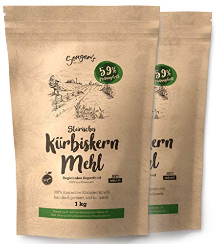 2 kg Kürbiskernmehl teilentölt, geröstet und Glutenfrei - 59% Protein Kürbiskern-Pulver Vegan (2)