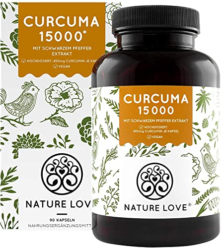 NATURE LOVE® Curcuma Extrakt - Hochdosiert mit 95% Extrakt - Laborgeprüft, vegan