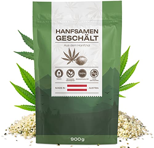 Hanfsamen Geschält aus Österreich 900g | Naturbelassene Hanf Samen in Rohkostqualität - Reich an wertvollen Omega-3- und Omega-6 Fettsäuren