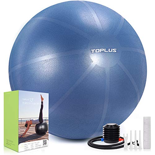 TOPLUS Gymnastikball Sitzball Extra Dicker Yoga-Ball-Stuhl, Anti-Berst-Stabilitätsball für hohe Beanspruchung, Balance Ball mit Schnellpumpe-Dunkelblau&65cm