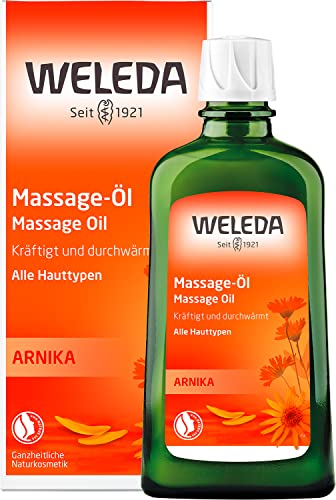 WELEDA Bio Arnika Massage-Öl 200 ml - pflegendes Naturkosmetik Körper Öl gegen Verspannungen und Verkrampfungen der Muskeln. Ideal für vor und nach dem Sport