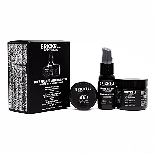 Brickell Men's Products advanced anti-aging-routine, nachtgesichtscreme, vitamin c gesichtsserum und augencreme, natur- und bio, duftend