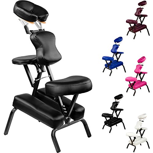 Movit Klappbarer Massagestuhl/Tattoo Stuhl inkl. Tasche, belastbar bis 200 kg, Farbwahl, schadstoffgeprüft, Farbe schwarz