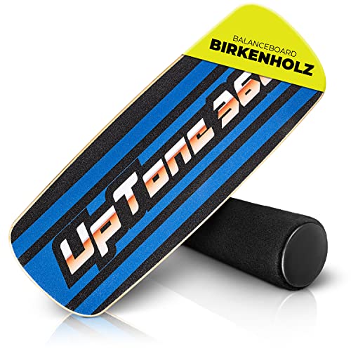 UpTone360 Balance Board - Made in EUROPE - aus Birkenholz - besonders rutschfest & stabil - der ideale Gleichgewichtstrainer für Zuhause - perfekt für Snowboard, Skateboard & Surfboard Sportler (blau)