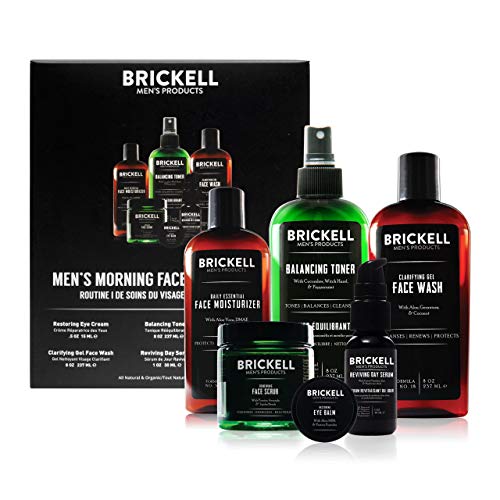 Brickell Men's Products morgen gesichtspflege routine i, clarifying gel face wash, augencreme, vitamin c tag serum und tägliche feuchtigkeitscreme, natur- und bio, ohne duft